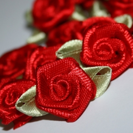 Roosje van satijn met blad rood