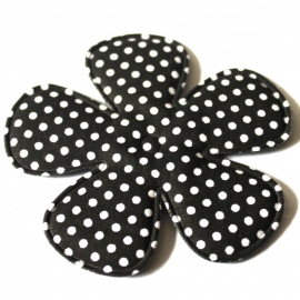 75mm Polkadot bloem zwart stof