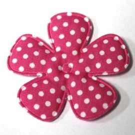 47mm polkadot bloem stof felroze