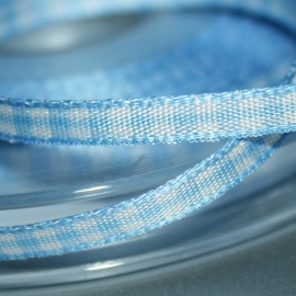 Blauw Gingham Ruit band 4mm breed