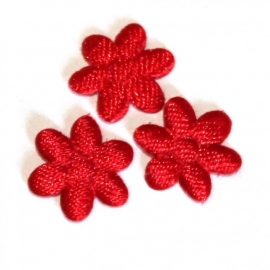 6 mini bloemetjes satijn rood  (10mm)