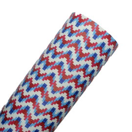 pu leer zig zag rood wit blauw