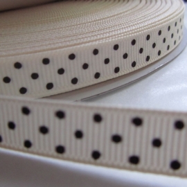 CREMe grosgrain geweven band BRUIN polkadot  p/5m