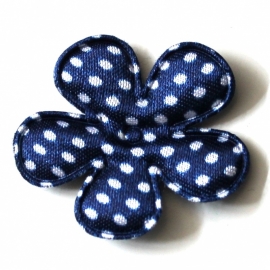 35mm polkadot bloem satijn navy