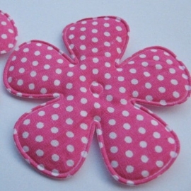 65mm felroze polkadot bloem stof