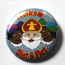 Sinterklaas button navy ruit