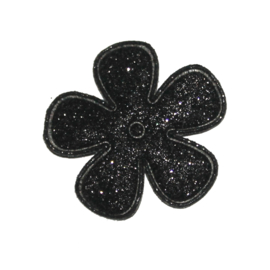 Glitter bloem zwart 35mm