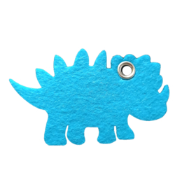 Vilten Sleutelhanger dino felblauw  9,5 x 5cm