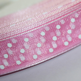 Roze organza polkadot lint