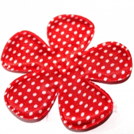 65mm polkadot satijn bloem rood