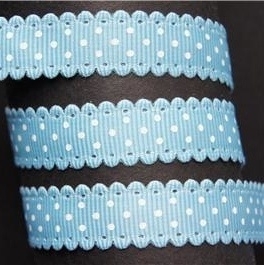 10mm blauw polkadot lint met schulprandje p/m