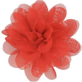6,5cm chiffon bloem rood