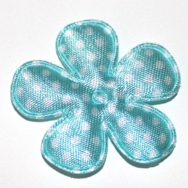 35mm bloem van satijn polkadot baby blauw