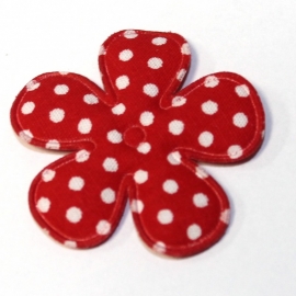 25mm polkadot bloem stof rood