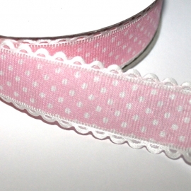 polkadot lint met sierrand  roze