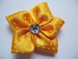 Geel polkadot bloem met rhinestone