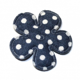 25mm polkadot bloem stof navy