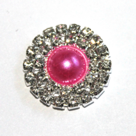 Strass flatback parel  20mm fuchsiaroze