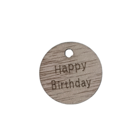 label hout Happy birthday