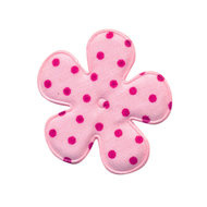 35mm polkadot bloem stof roze/felroze