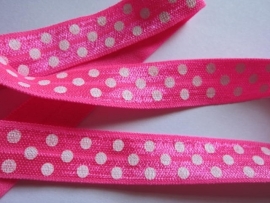 haarband elastiek KNAL ROZE polkadot 15mm