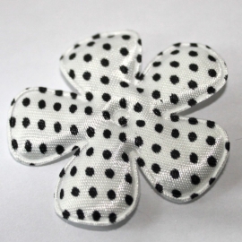 47mm polkadot bloem satijn wit