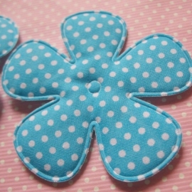 65mm felblauw polkadot bloem stof