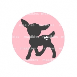 (FB438) roze donkergrijs hertje