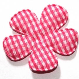 Felroze gingham ruit bloem 47mm