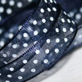 Navy organza polkadot lint