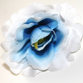 stoffen bloem met steeltje 6cm blauw wit