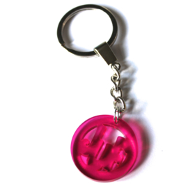 sleutelhanger rondje juf roze