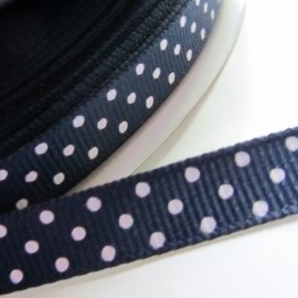 NAVY  blauw grosgrain geweven band polkadot  5m