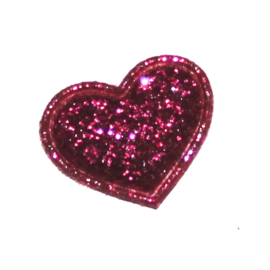 mini glitter hartje fuchsia (17mm)