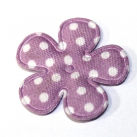 25mm polkadot bloem stof lila