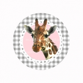 (FB375) Giraf grijs roze