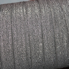 Haarband elastiek glitterglans grijs (15mm)
