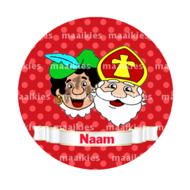 Naambutton roetveegpiet en sint rood