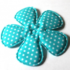 75mm Polkadot bloem felblauw stof