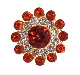 Strass flatback 14mm rood/ doorzichtig