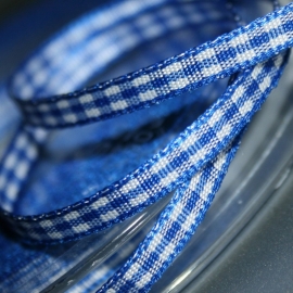 Royal blauw Gingham Ruit band 4mm breed