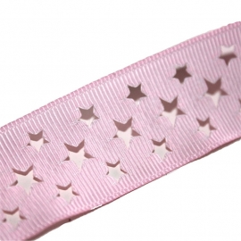 25mm eyelet sterren lint roze