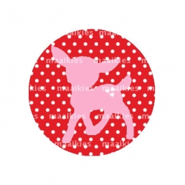 (FB442) rood dot  hertje roze