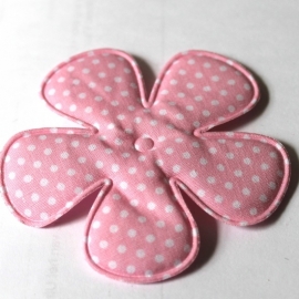 75mm Polkadot bloem roze stof