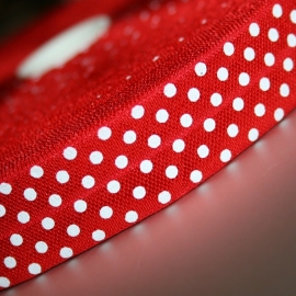 Rood Haarband elastiek / biasband polkadot 20mm breed