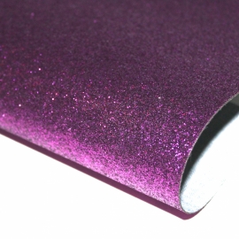 Lapje pu leer glitter fuchsia paars