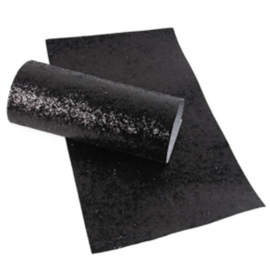 grove glitter pu leer zwart (22x32cm)