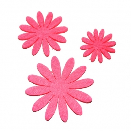 Vilten bloementje neon roze (kies maat)
