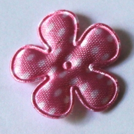 25mm bloem van satijn polkadot roze 10 stuks