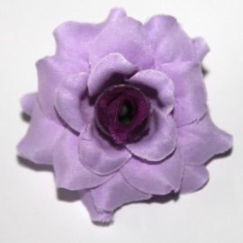 Stoffen roos met steel 4cm lila /paars